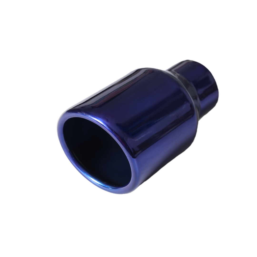 Rolled Edge Slant Cut Stainless Steel Tip Powered Coated JDM Blue-T819BL