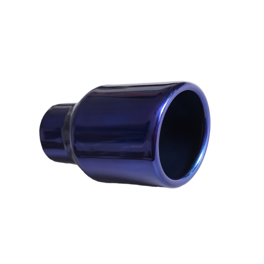 Rolled Edge Slant Cut Stainless Steel Tip Powered Coated JDM Blue-T819BL