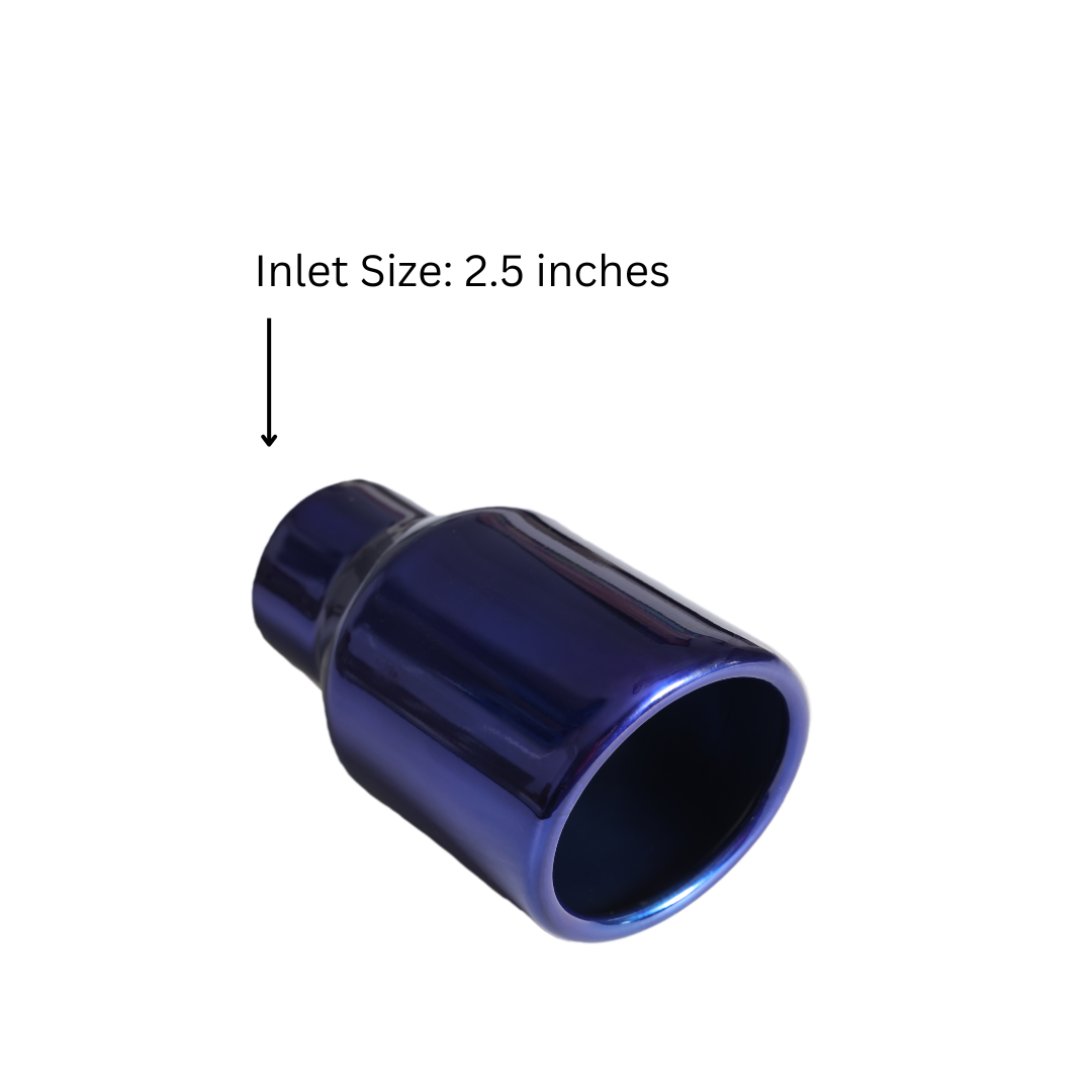 Rolled Edge Slant Cut Stainless Steel Tip Powered Coated JDM Blue-T819BL