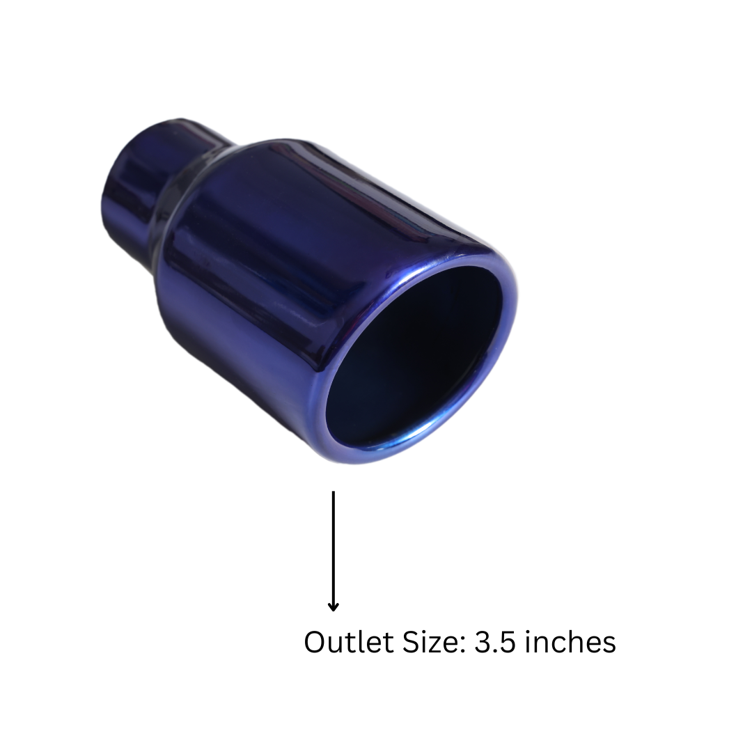 Rolled Edge Slant Cut Stainless Steel Tip Powered Coated JDM Blue-T819BL