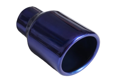 Rolled Edge Slant Cut Stainless Steel Tip Powered Coated JDM Blue-T819BL