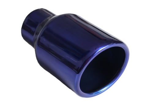 Rolled Edge Slant Cut Stainless Steel Tip Powered Coated JDM Blue-T819BL