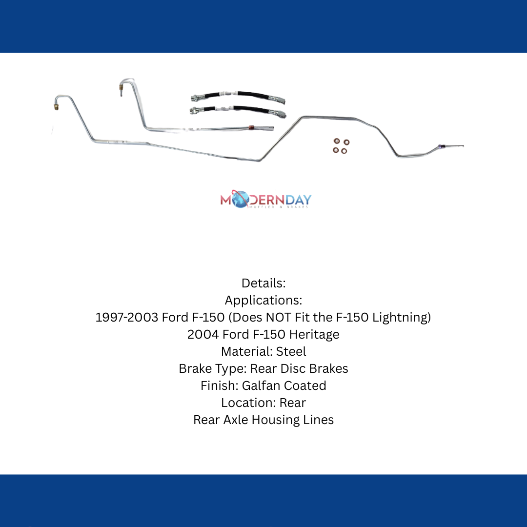 1997-2003 Ford F-150 Rear Axle Brake Lines w/ Rear Disc Brakes Steel TRA0141OM