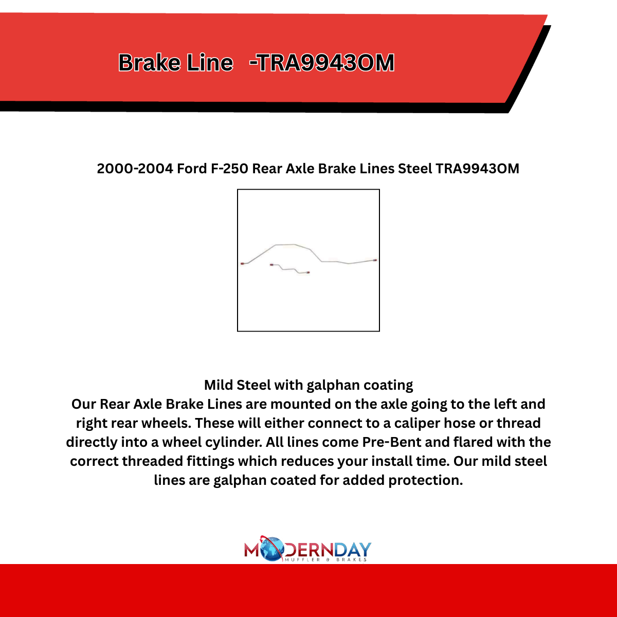 Rear Axle Brake Line Kit for 1999-2005 Ford F-250 | Steel