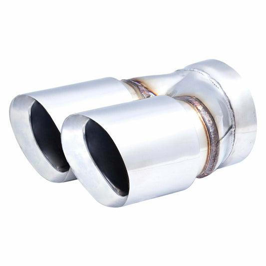 XFORCE Exhaust TY-AW35-76 SS Round Angle Cut Weld-On Dual Polished Exhaust Tip
