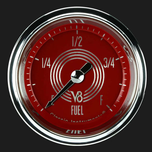 V8 Red Steelie 2 1/8" Fuel Gauge V8RS109SHC