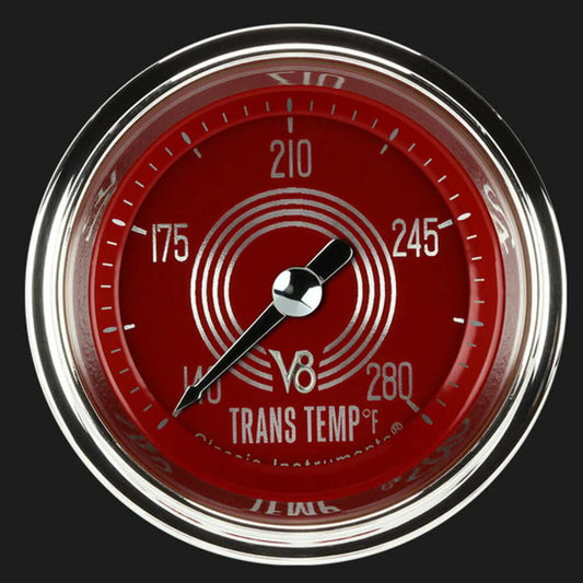 V8 Red Steelie 2 1/8" Transmission Temperature Gauge V8RS127SHC