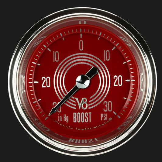 V8 Red Steelie 2 1/8" Boost/Vac Gauge V8RS141SHC