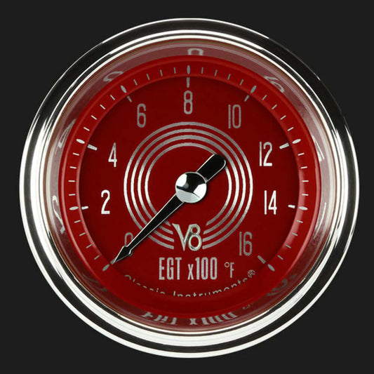 V8 Red Steelie 2 1/8" Exhaust Gas Temp. Gauge V8RS198SHC