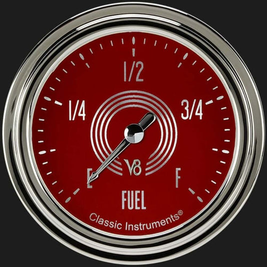 V8 Red Steelie 2 5/8" Fuel Gauge V8RS309SLC
