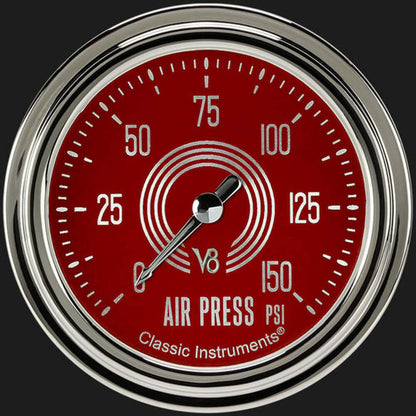V8 Red Steelie 2 5/8" Air Pressure Gauge V8RS318SLC