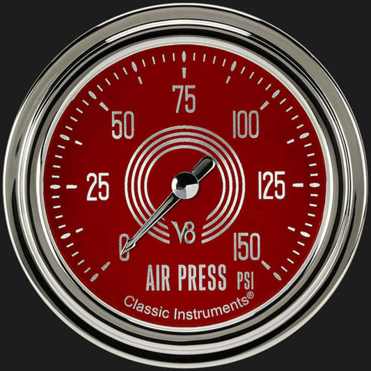 V8 Red Steelie 2 5/8" Air Pressure Gauge V8RS318SLC