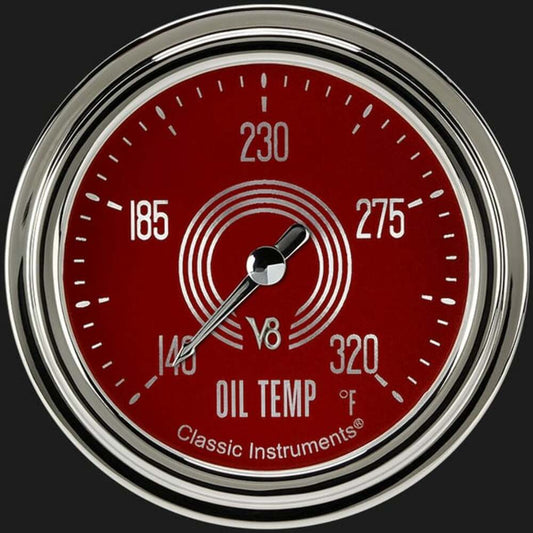 V8 Red Steelie 2 5/8" Oil Temperature Gauge V8RS328SLC