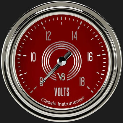 V8 Red Steelie 2 5/8" Voltage Gauge V8RS330SLC