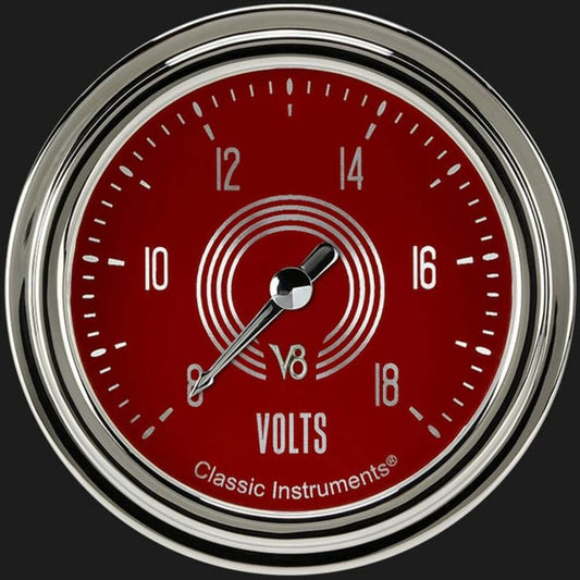 V8 Red Steelie 2 5/8" Voltage Gauge V8RS330SLC