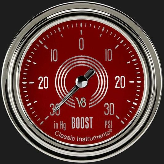 V8 Red Steelie 2 5/8" Boost/Vac Gauge V8RS341SLC