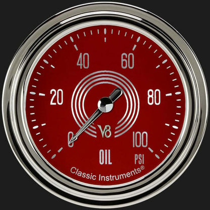 V8 Red Steelie 2 5/8" Oil Pressure Gauge V8RS381SLC