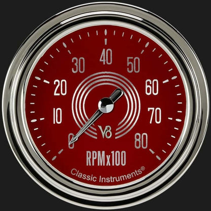 V8 Red Steelie 2 5/8" Tachometer V8RS383SLC