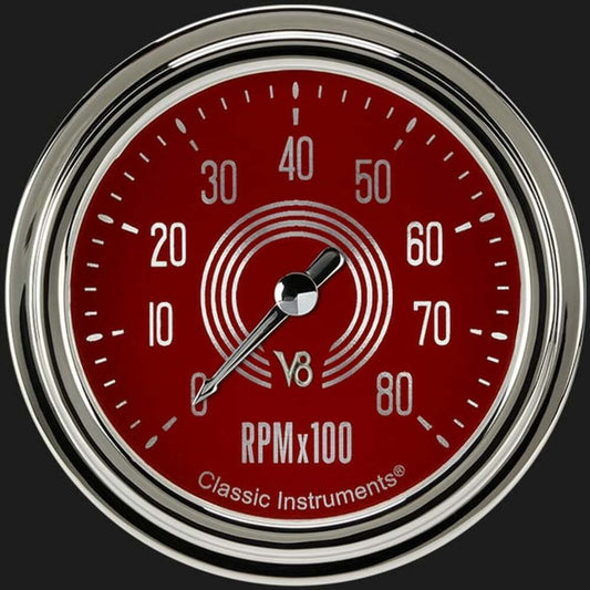 V8 Red Steelie 2 5/8" Tachometer V8RS383SLC