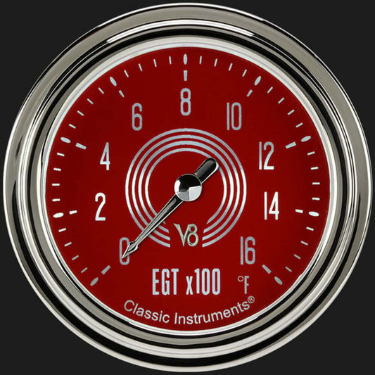 V8 Red Steelie 2 5/8" Exhaust Gas Temp. Gauge V8RS398SLC