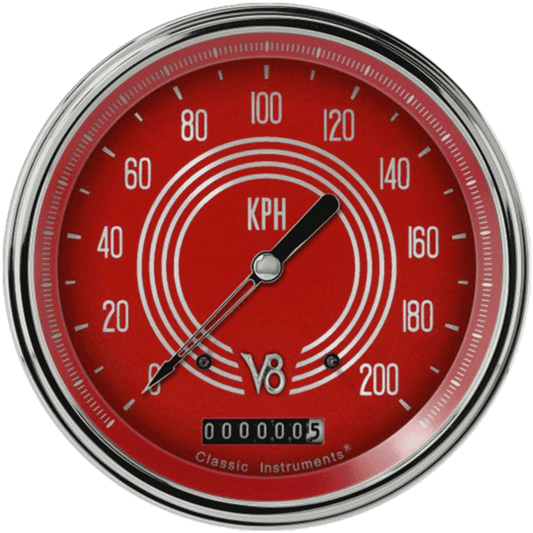 V8 Red Steelie 4 5/8" Speedometer V8RS58SLC