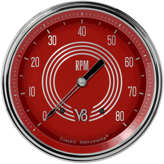 V8 Red Steelie 4 5/8" Tachometer V8RS71SLC