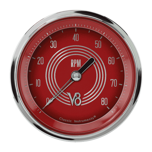 V8 Red Steelie 3 3/8" Tachometer V8RS80SHC