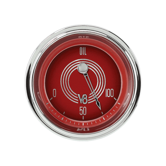 V8 Red Steelie 2 1/8" Oil Pressure V8RS81SHC