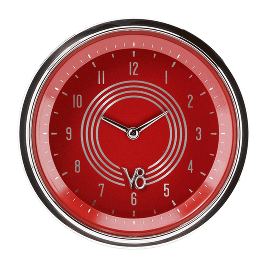 V8 Red Steelie 3 3/8" Clock V8RS93SHC