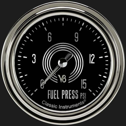 V8 Speedster 2 5/8" Fuel Pressure Gauge, 15 psi V8SR345SLC