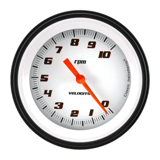 Velocity White 3 3/8" Tachometer VS10WBLF