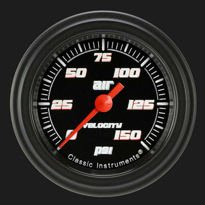 Velocity Black 2 1/8" Air Pressure Gauge VS118BBLF