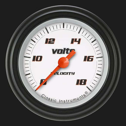 Velocity White 2 1/8" Voltage Gauge VS130WBLF