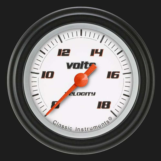 Velocity White 2 1/8" Voltage Gauge VS130WBLF