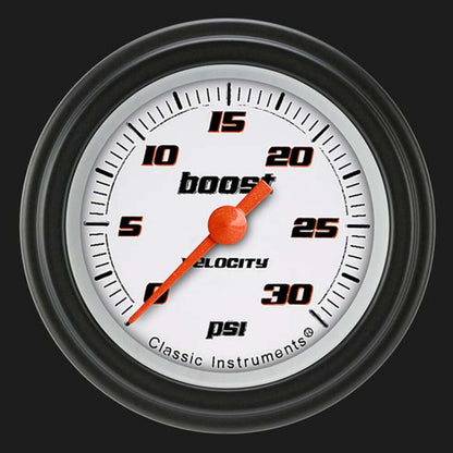 Velocity White 2 1/8" Boost Gauge, 30 psi VS142WBLF