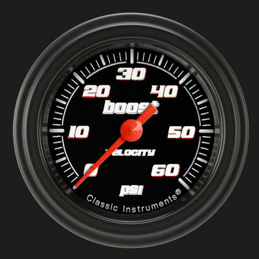 Velocity Black 2 1/8" Boost Gauge, 60 psi VS143BBLF