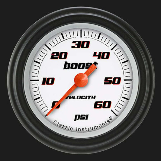 Velocity White 2 1/8" Boost Gauge, 60 psi VS143WBLF