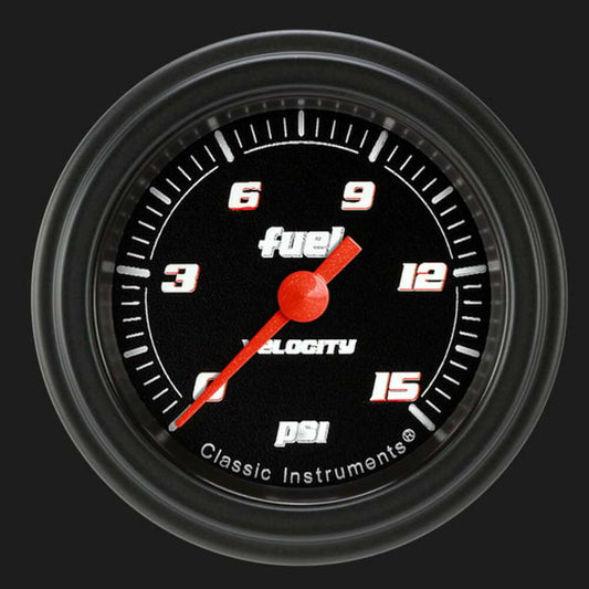 Velocity Black 2 1/8" Fuel Pressure Gauge, 15 psi VS145BBLF