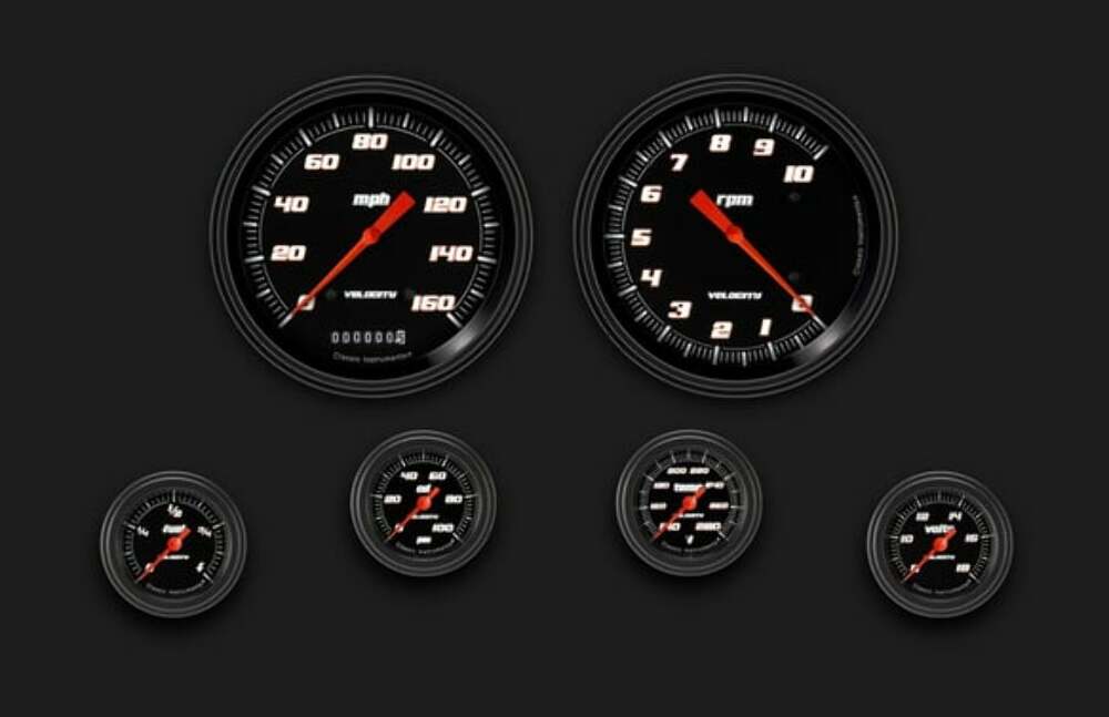 Velocity Black Six Gauge Set 151 VS151BBLF