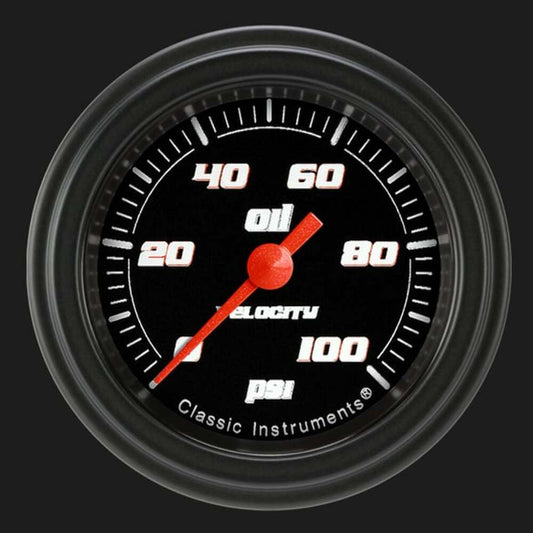 Velocity Black 2 1/8" Oil Pressure Gauge VS181BBLF