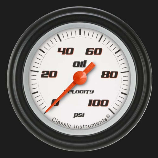 Velocity White 2 1/8" Oil Pressure Gauge VS181WBLF
