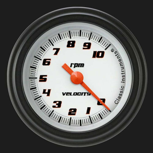 Velocity White 2 1/8" Tachometer VS183WBLF
