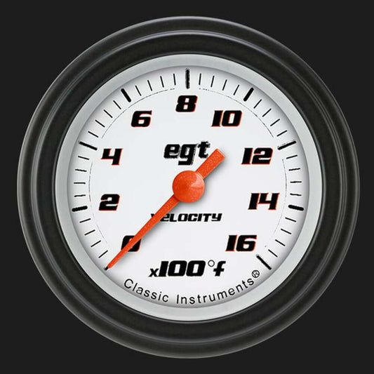 Velocity White 2 1/8" Exhaust Gas Temp. Gauge VS198WBLF