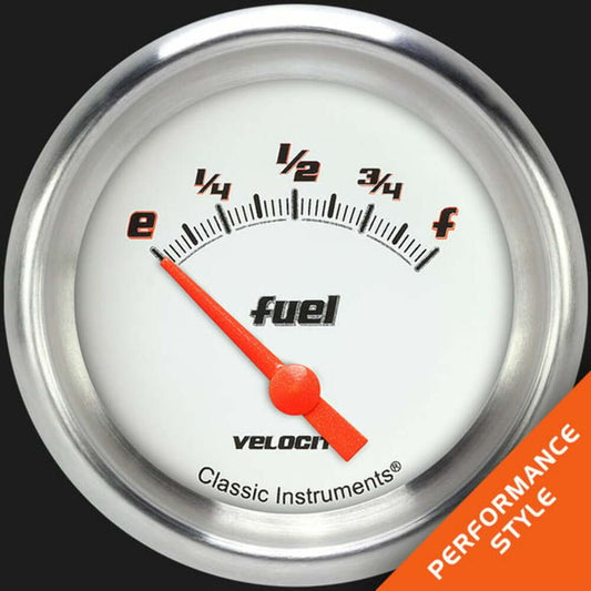 Velocity White 2 5/8" Fuel Gauge, 0-90 ohm VS212WAPF