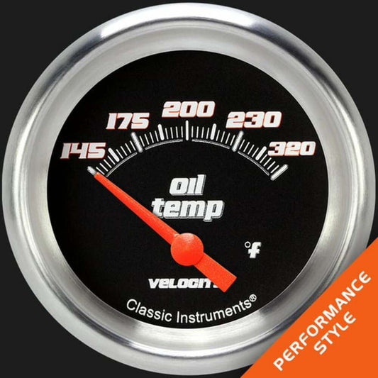 Velocity Black 2 5/8" Oil Temperature Gauge VS228BAPF