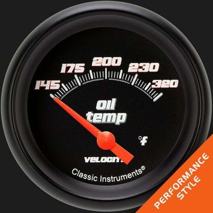 Velocity Black 2 5/8" Oil Temperature Gauge VS228BBPF