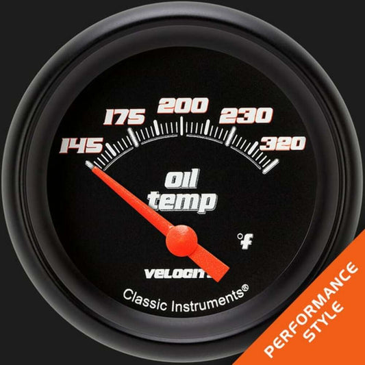 Velocity Black 2 5/8" Oil Temperature Gauge VS228BBPF
