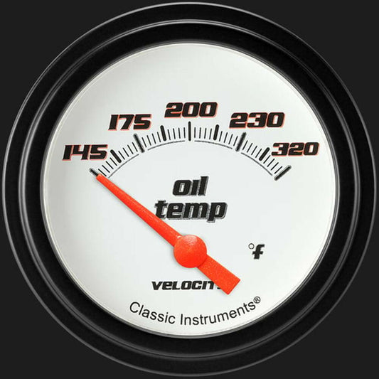 Velocity White 2 5/8" Oil Temperature Gauge VS228WBLF