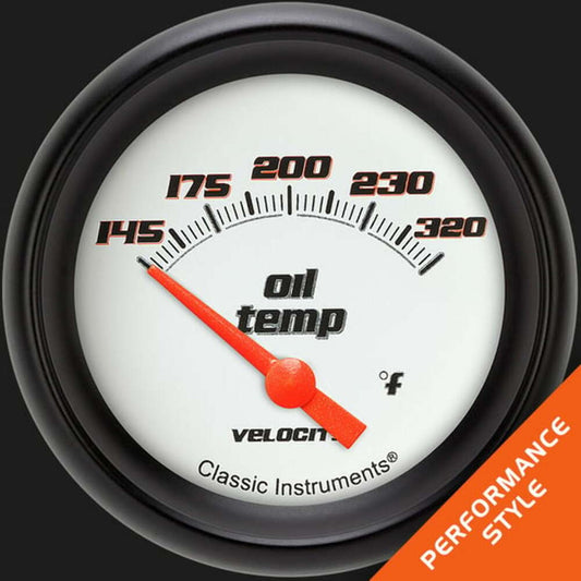 Velocity White 2 5/8" Oil Temperature Gauge VS228WBPF