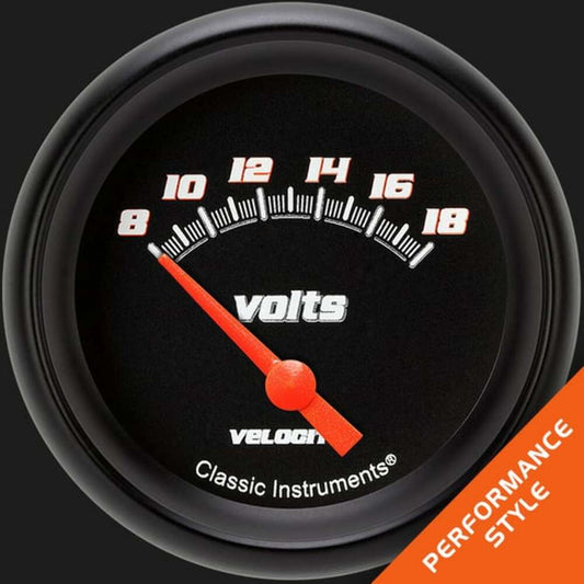 Velocity Black 2 5/8" Volt Gauge VS230BBPF